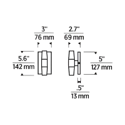 Lassell LED Wall Light - line drawing.