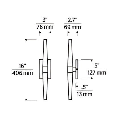 Lassell LED Wall Light - line drawing.