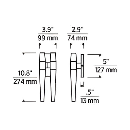 Lassell LED Wall Light - line drawing.
