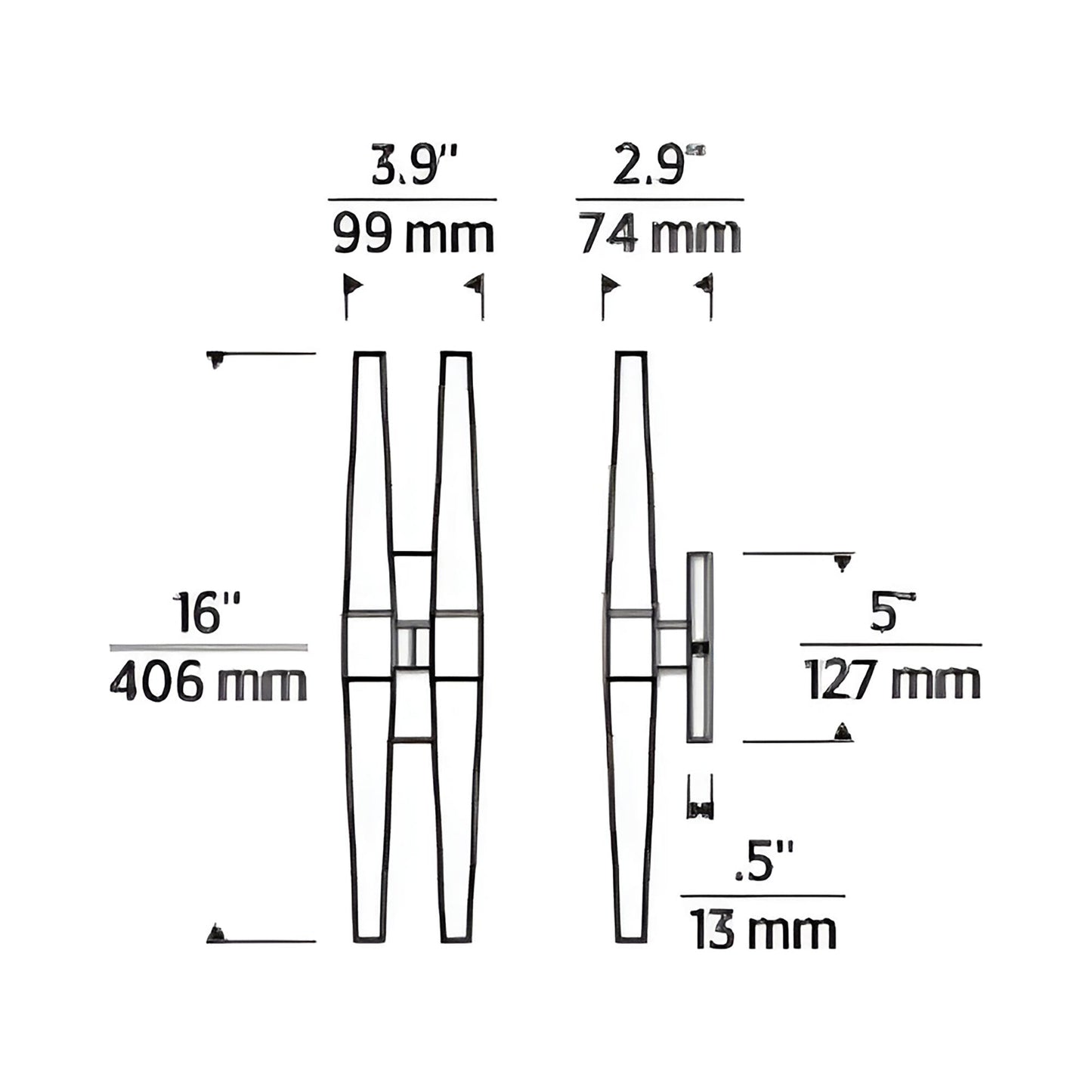 Lassell LED Wall Light - line drawing.
