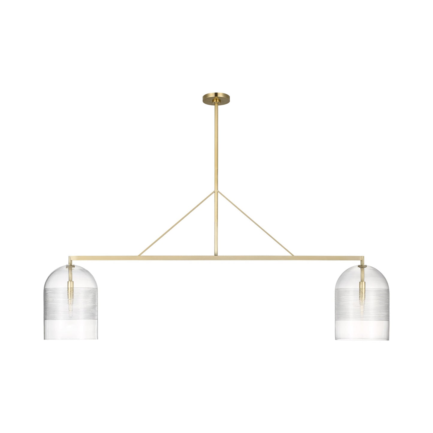Leano Linear Chandelier in Hand-Rubbed Antique Brass.
