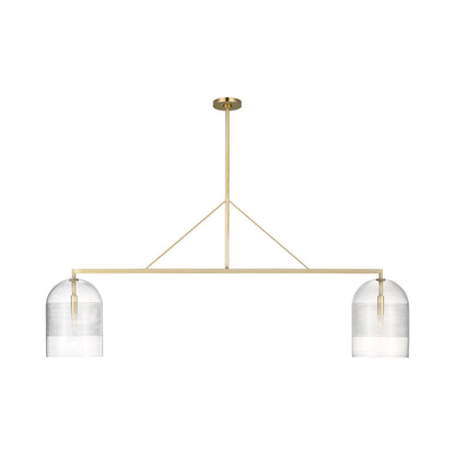 Leano Linear Chandelier in Hand-Rubbed Antique Brass.