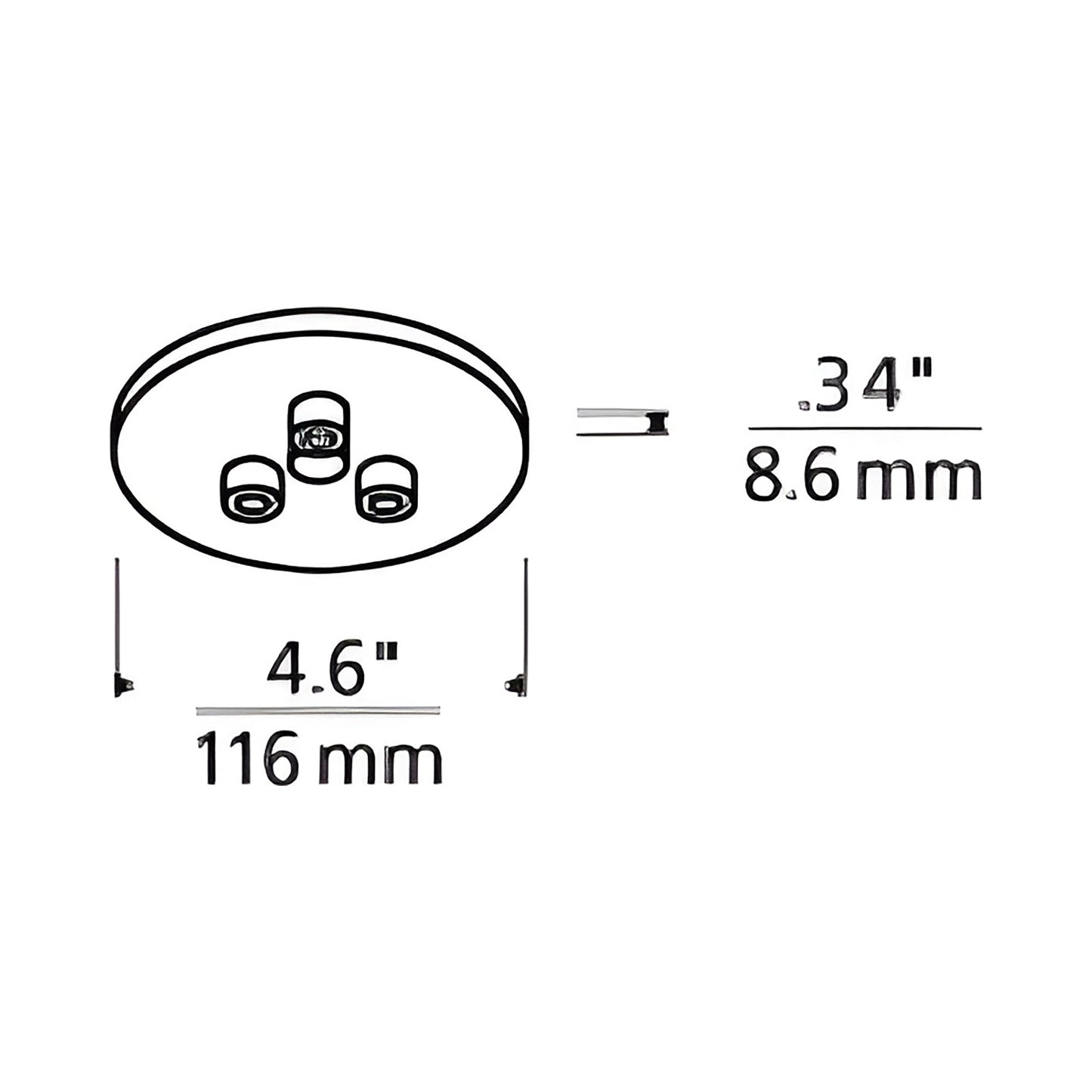 Line-Voltage Round Mini Canopy - line drawing.