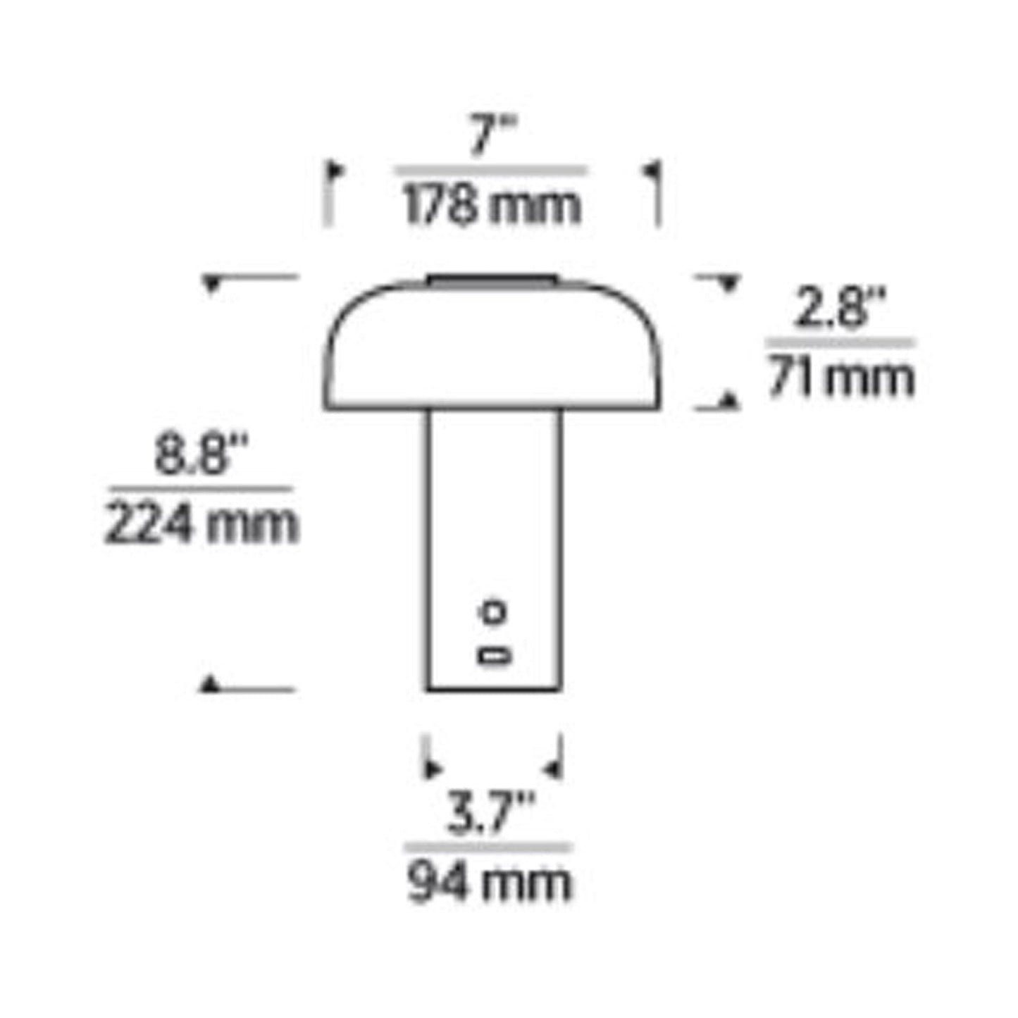 Louver LED Rechargeable Table Lamp - line drawing.