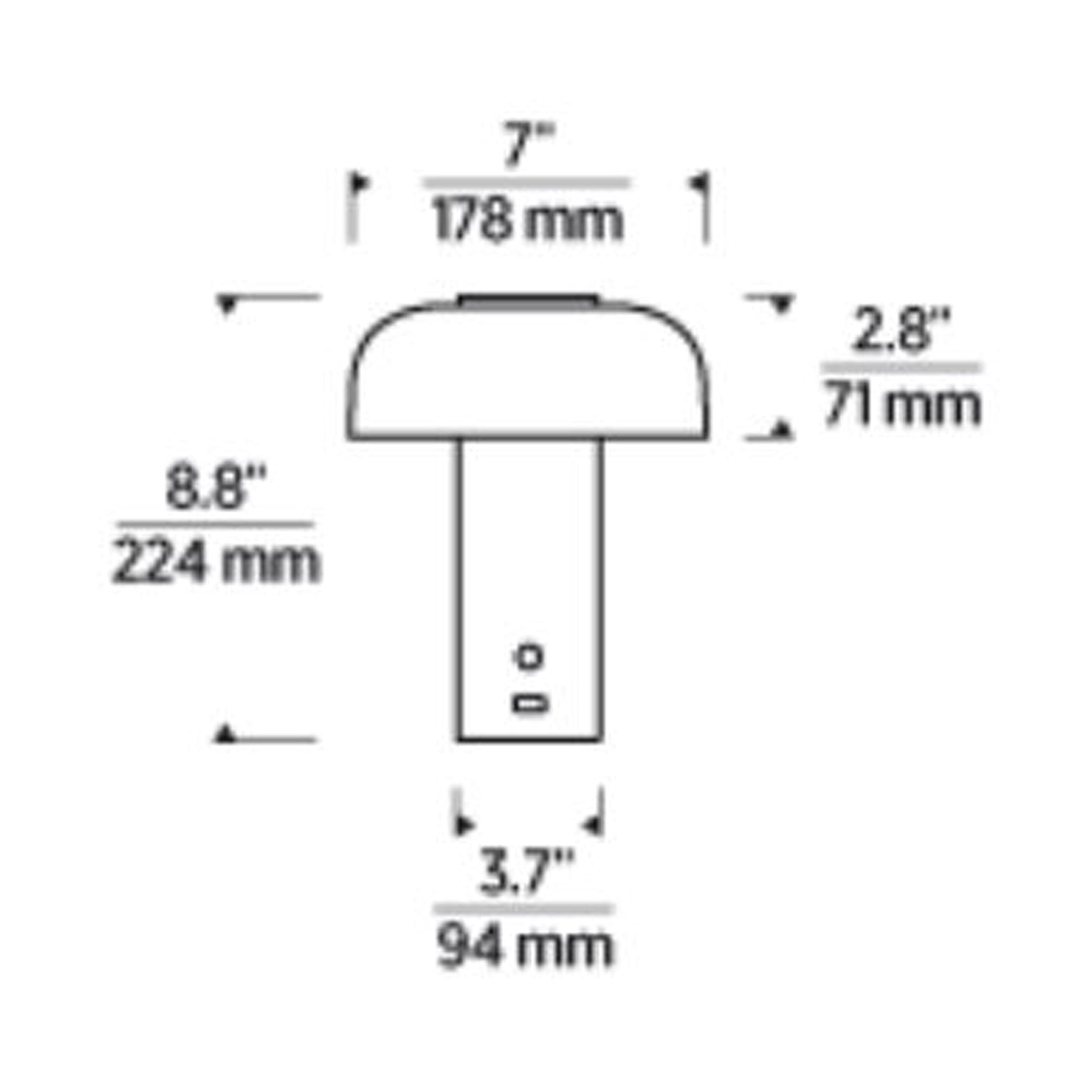 Louver LED Rechargeable Table Lamp - line drawing.