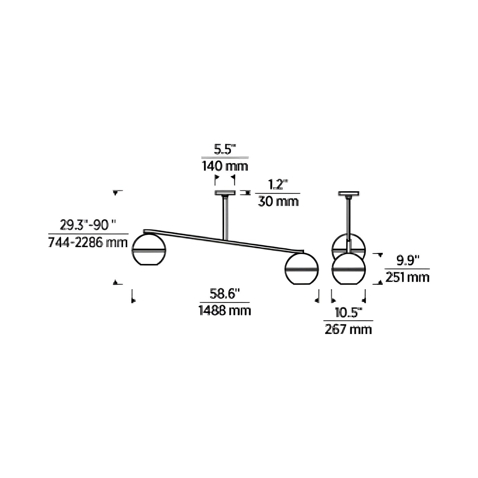 Lowing Chandelier - line drawing.