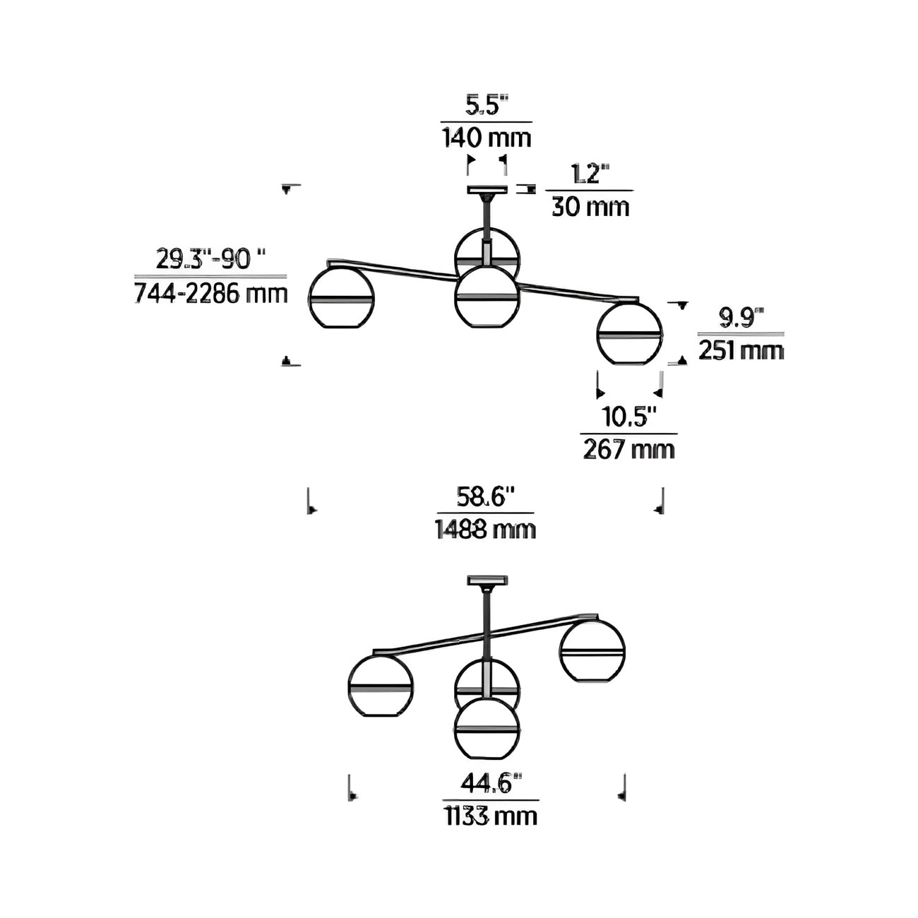 Lowing Chandelier - line drawing.