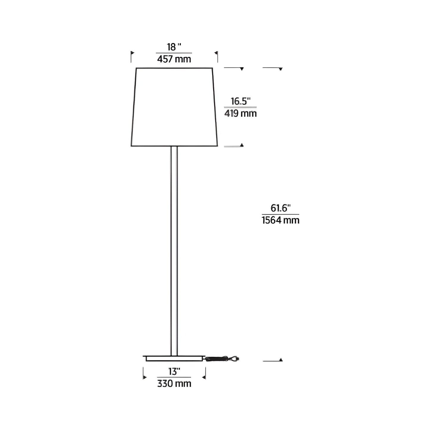 Lucia Outdoor LED Floor Lamp - line drawing.