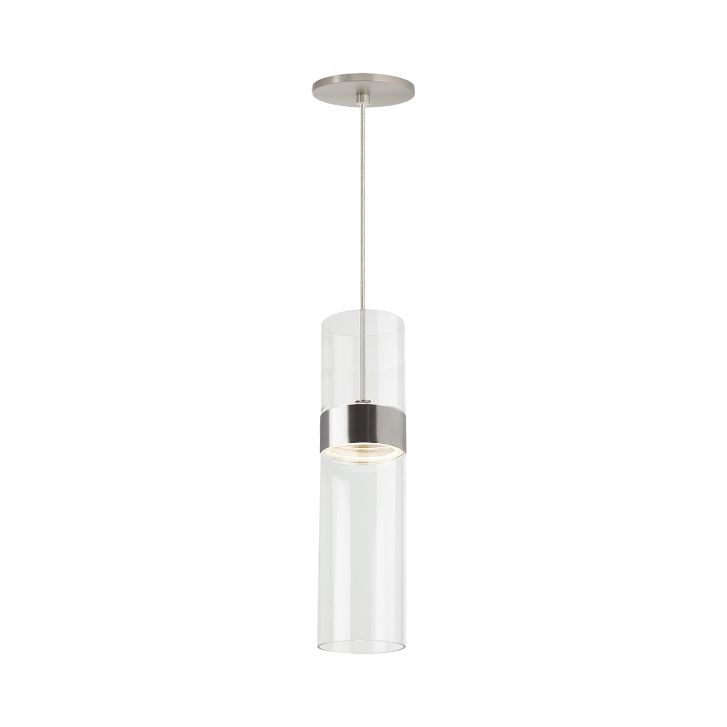 Manette LED Pendant Light in Satin Nickel (Clear Glass).