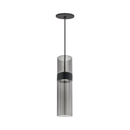 Manette LED Pendant Light in Black (Transparent Smoke Glass).