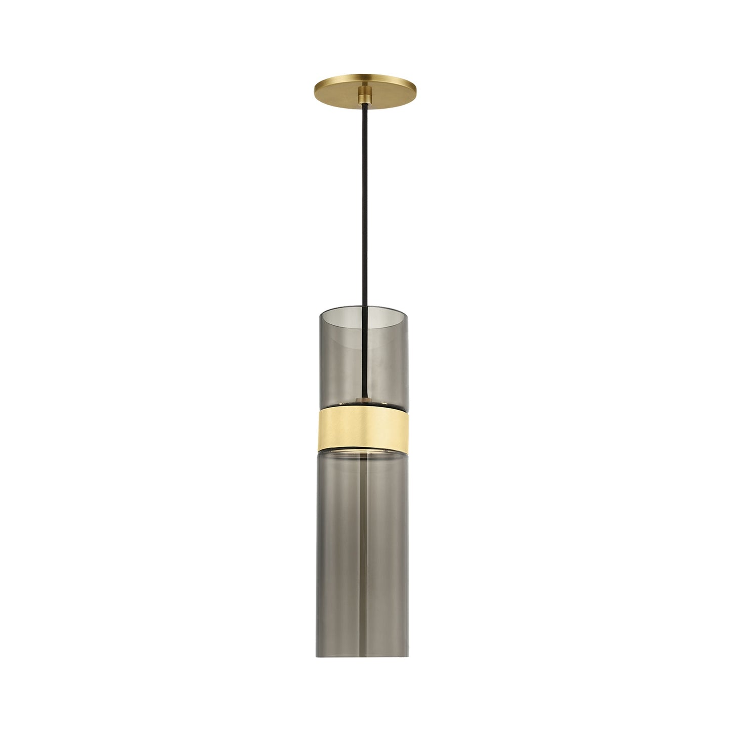 Manette LED Pendant Light in Natural Brass (Transparent Smoke Glass).