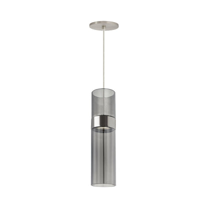Manette LED Pendant Light in Satin Nickel (Transparent Smoke Glass).