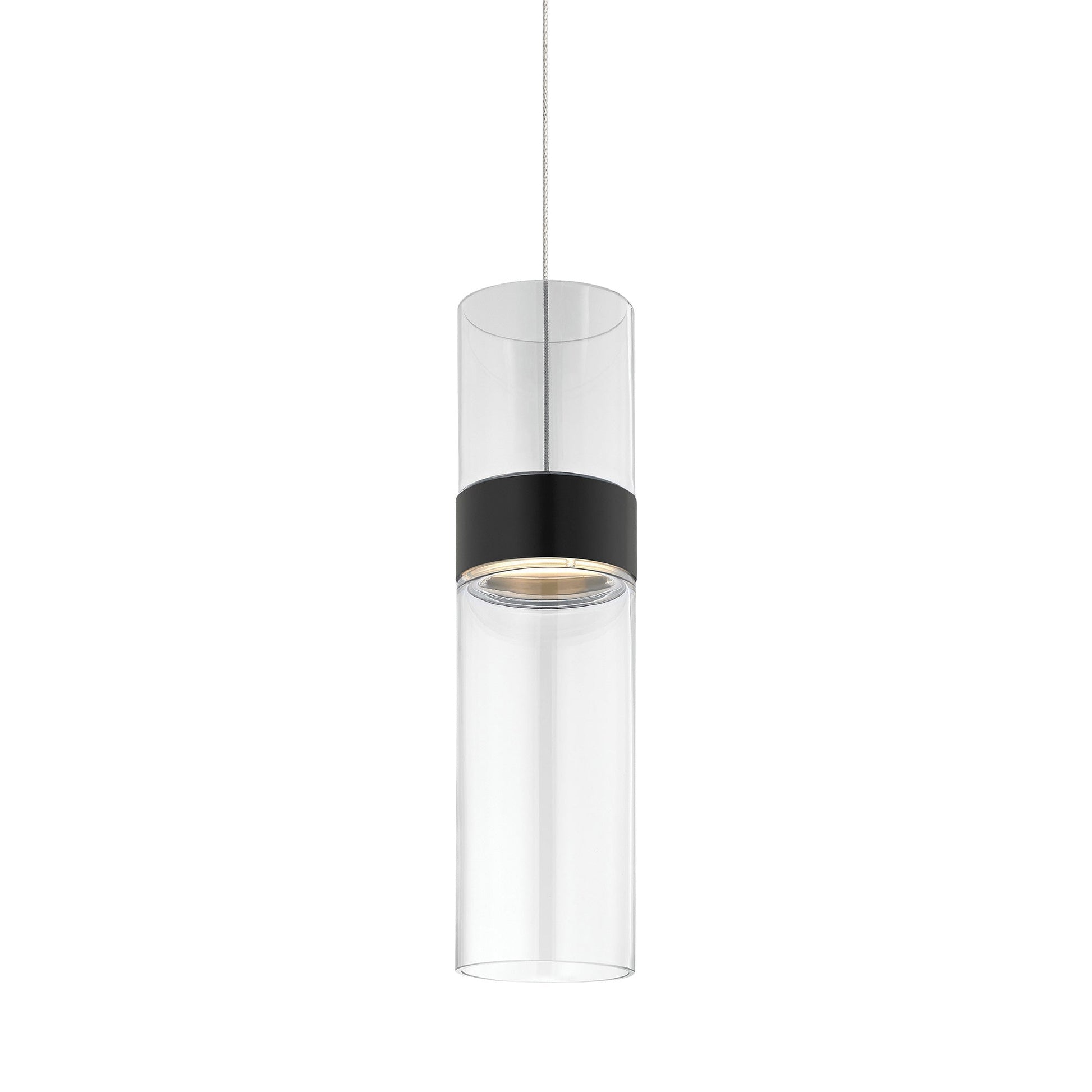 Manette Low Voltage LED Pendant Light in Black/Satin Nickel (Clear).