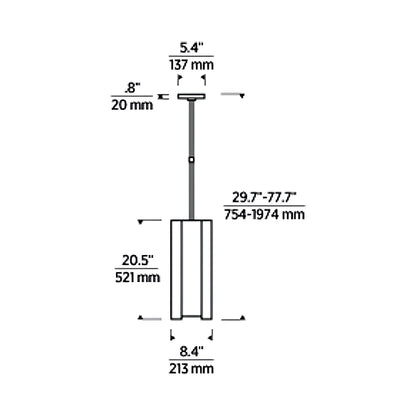 Maybeck LED Pendant Light - line drawing.