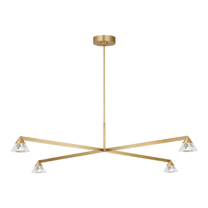 Midrand Crystal LED Chandelier in Hand-Rubbed Antique Brass (52-Inch).