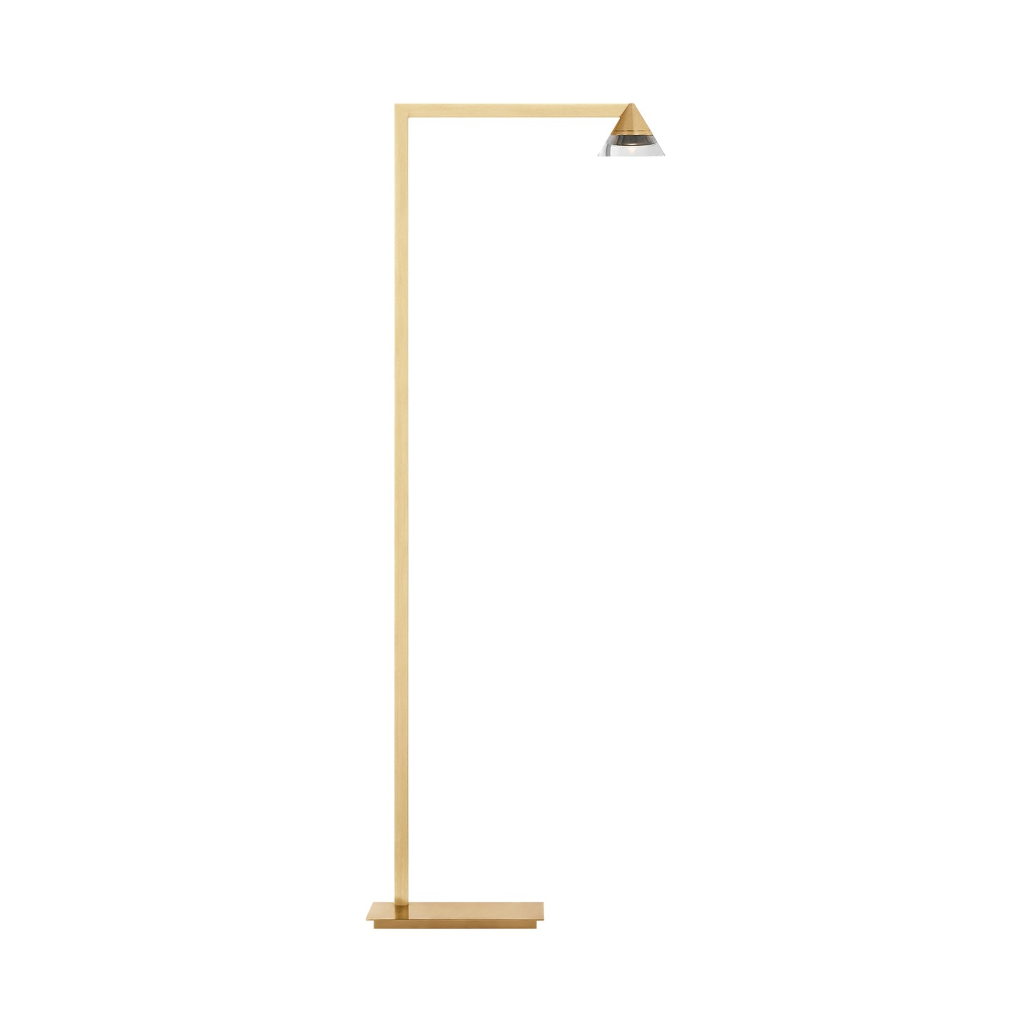 Midrand Crystal LED Floor Lamp in Hand-Rubbed Antique Brass.