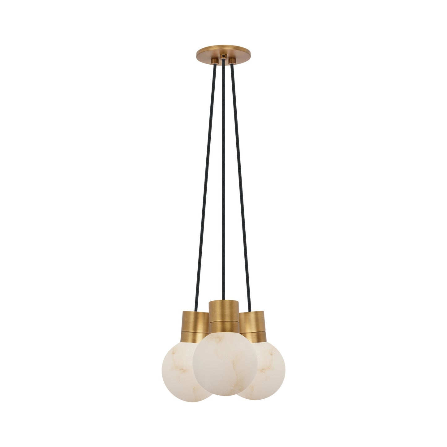 Mina 3-Light LED Chandelier in Hand Rubbed Antique Brass/Black Cord.