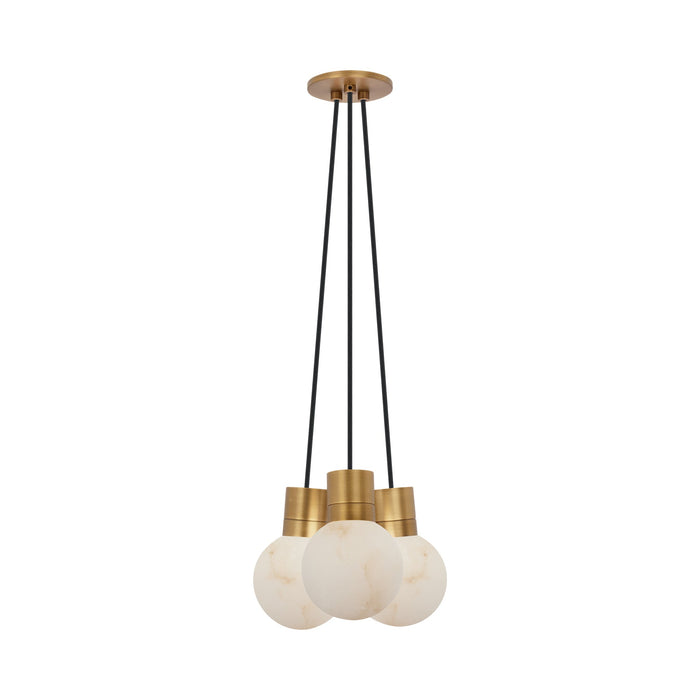 Mina 3-Light LED Chandelier in Hand Rubbed Antique Brass/Black Cord.