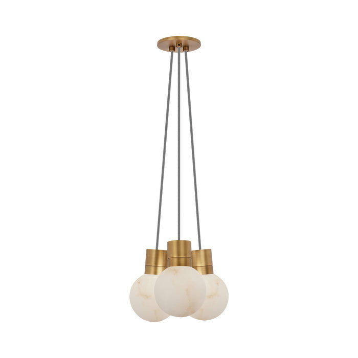 Mina 3-Light LED Chandelier in Hand Rubbed Antique Brass/White Cord.
