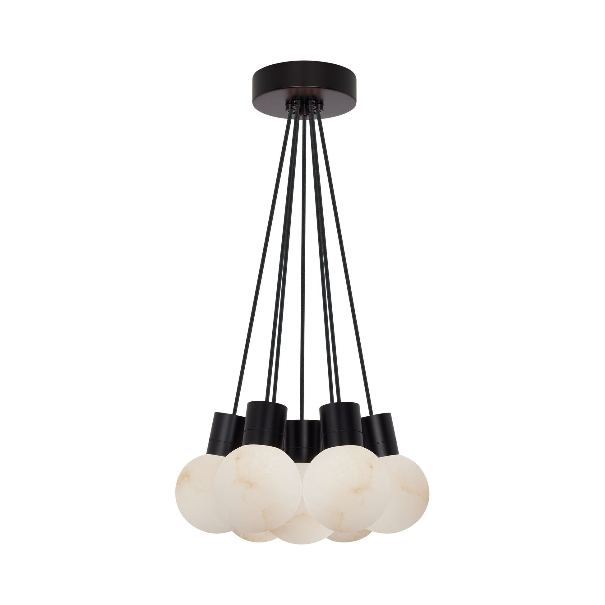 Mina 7-Light LED Chandelier in Black/Black Cord.