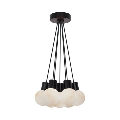 Mina 7-Light LED Chandelier in Black/Black Cord.