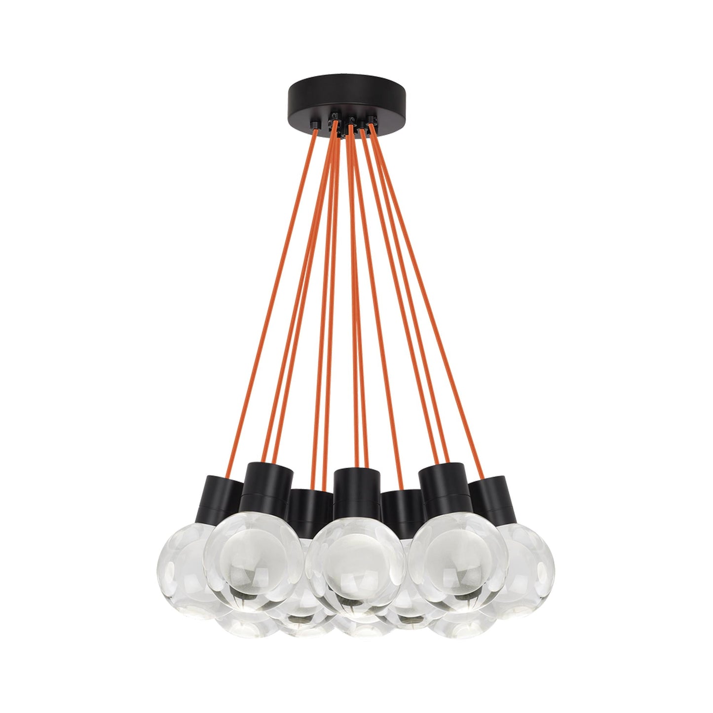Mina LED Multipoint Pendant Light in Black (Orange).