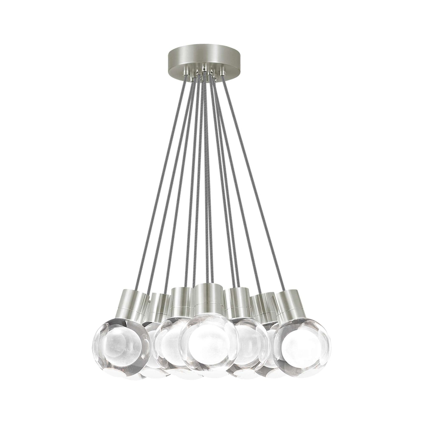 Mina LED Multipoint Pendant Light in Satin Nickel (Black/White).