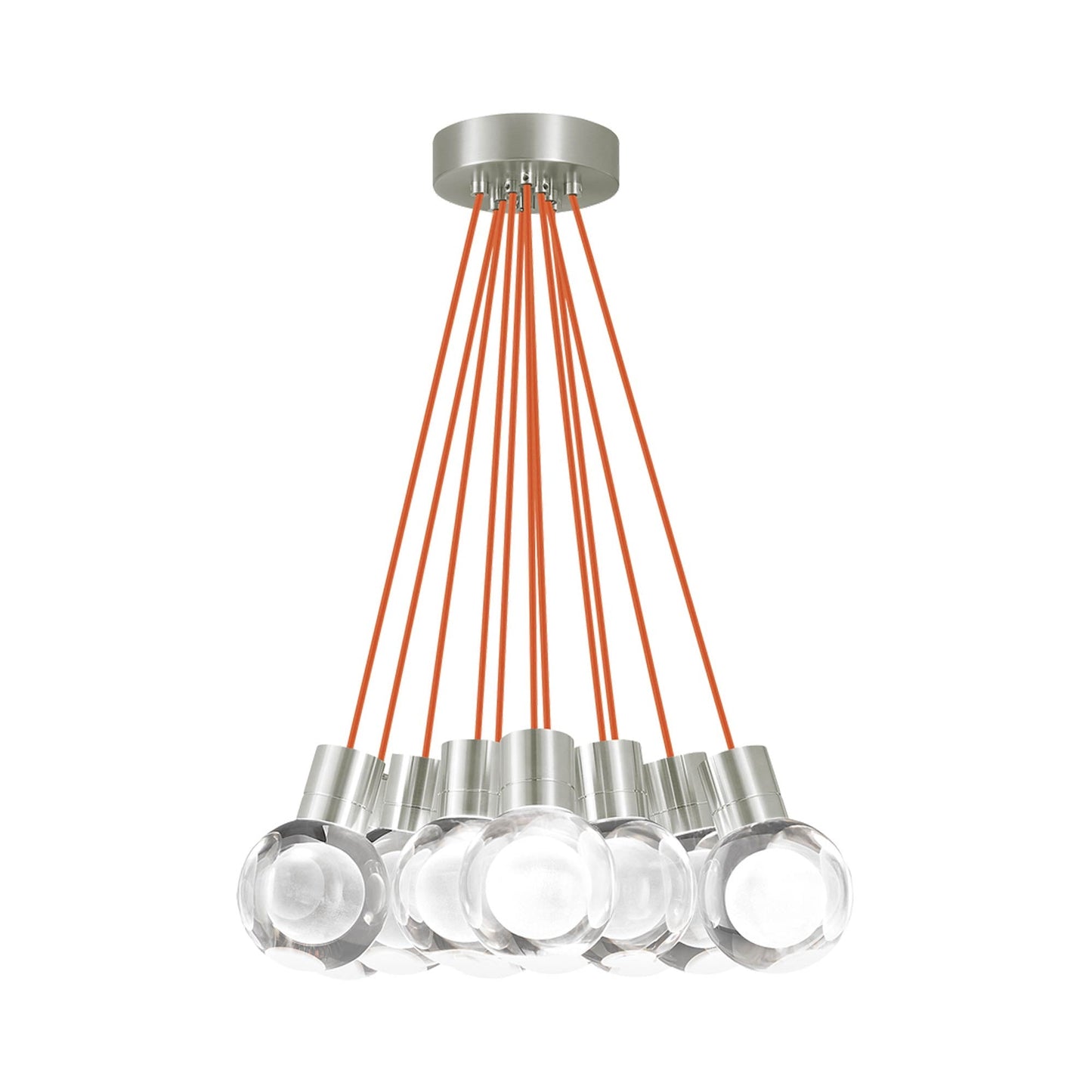 Mina LED Multipoint Pendant Light in Satin Nickel (Orange).