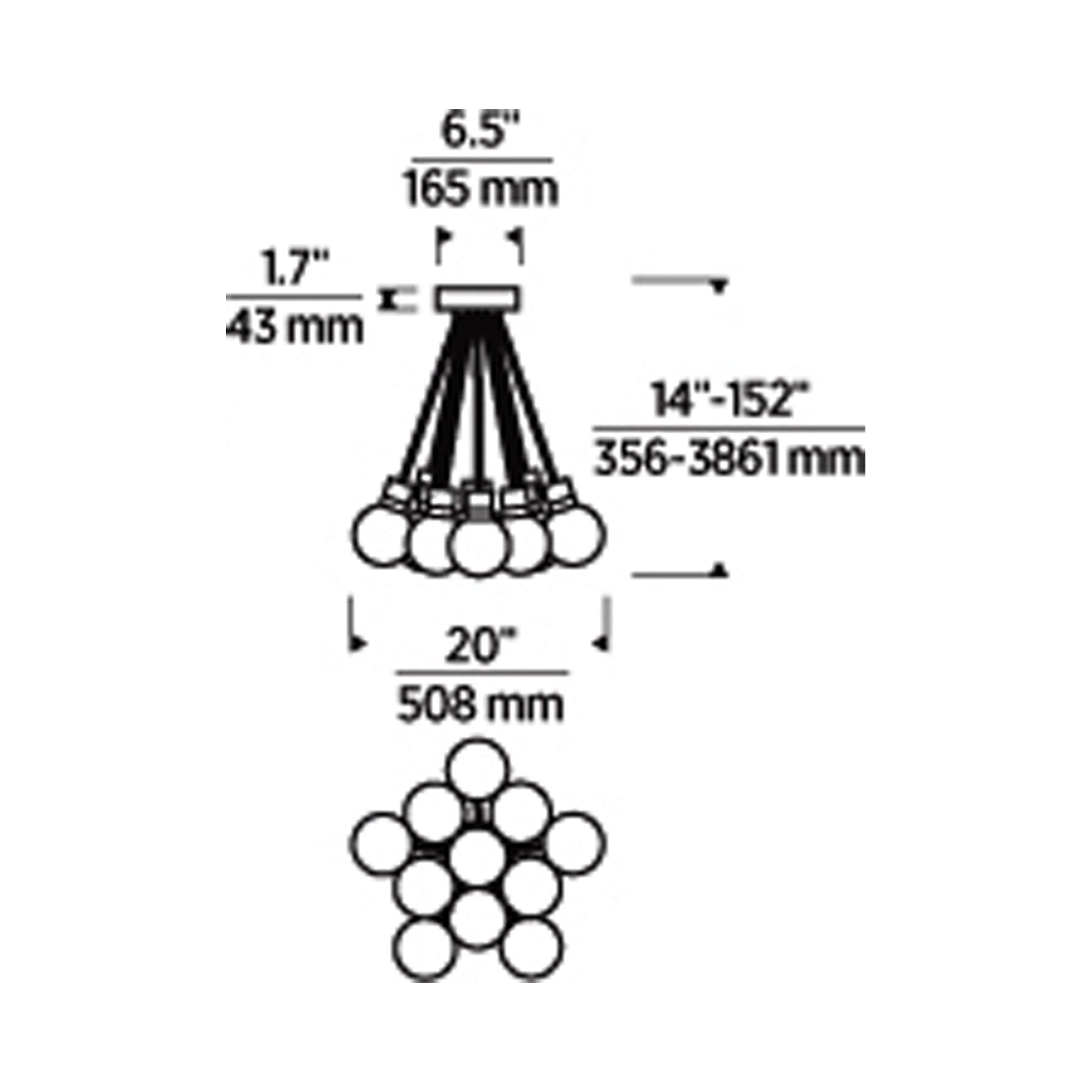 Mina LED Multipoint Pendant Light - line drawing.