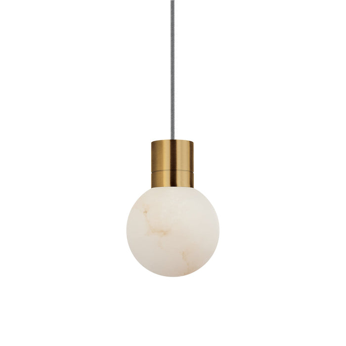 Mina LED Pendant Light in Hand Rubbed Antique Brass/White Cord.