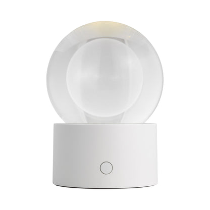 Mina LED Rechargeable Table Lamp in Matte White\Crystal.