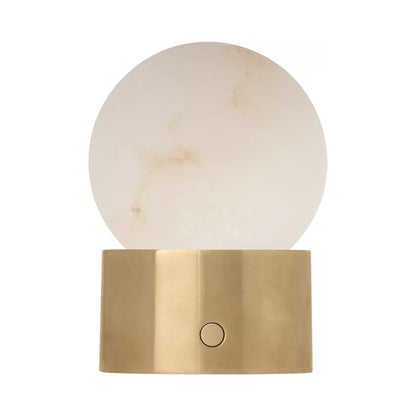Mina LED Rechargeable Table Lamp in Hand-Rubbed Antique Brass\Alabaster.