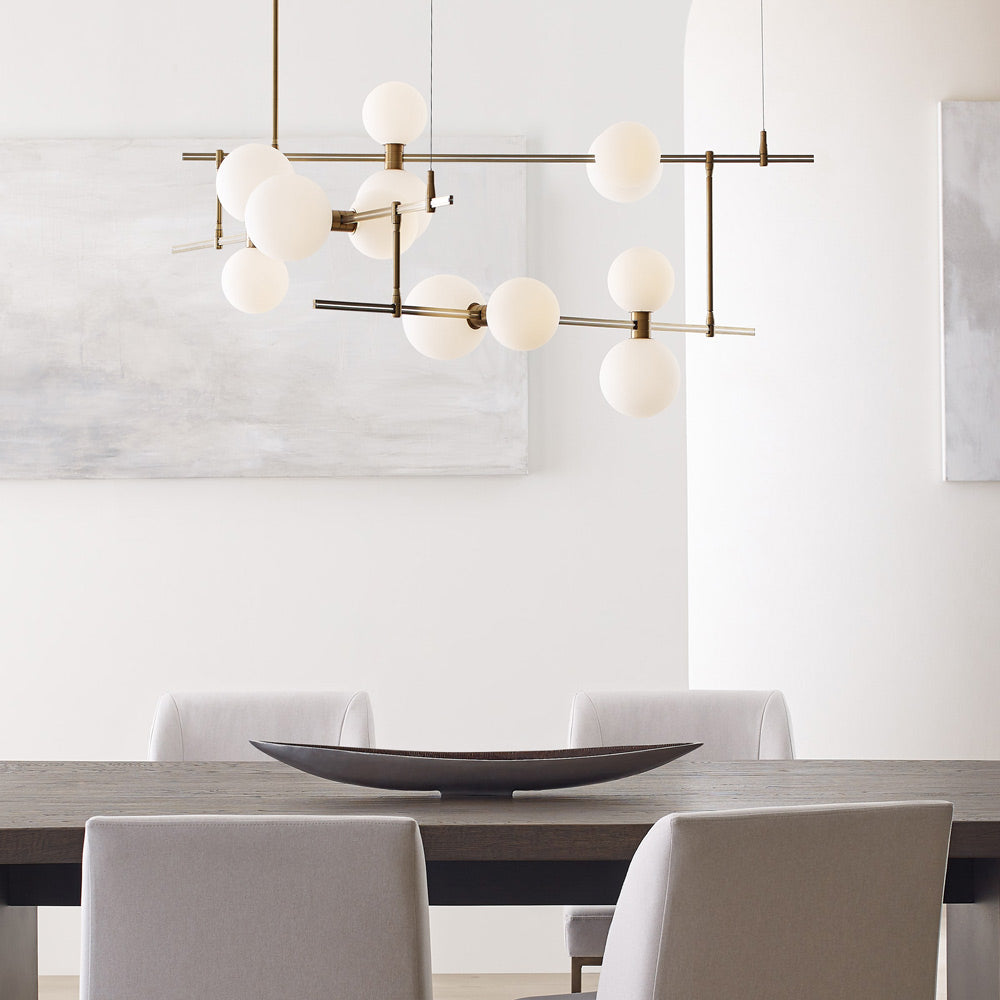 ModernRail LED Chandelier in living room.