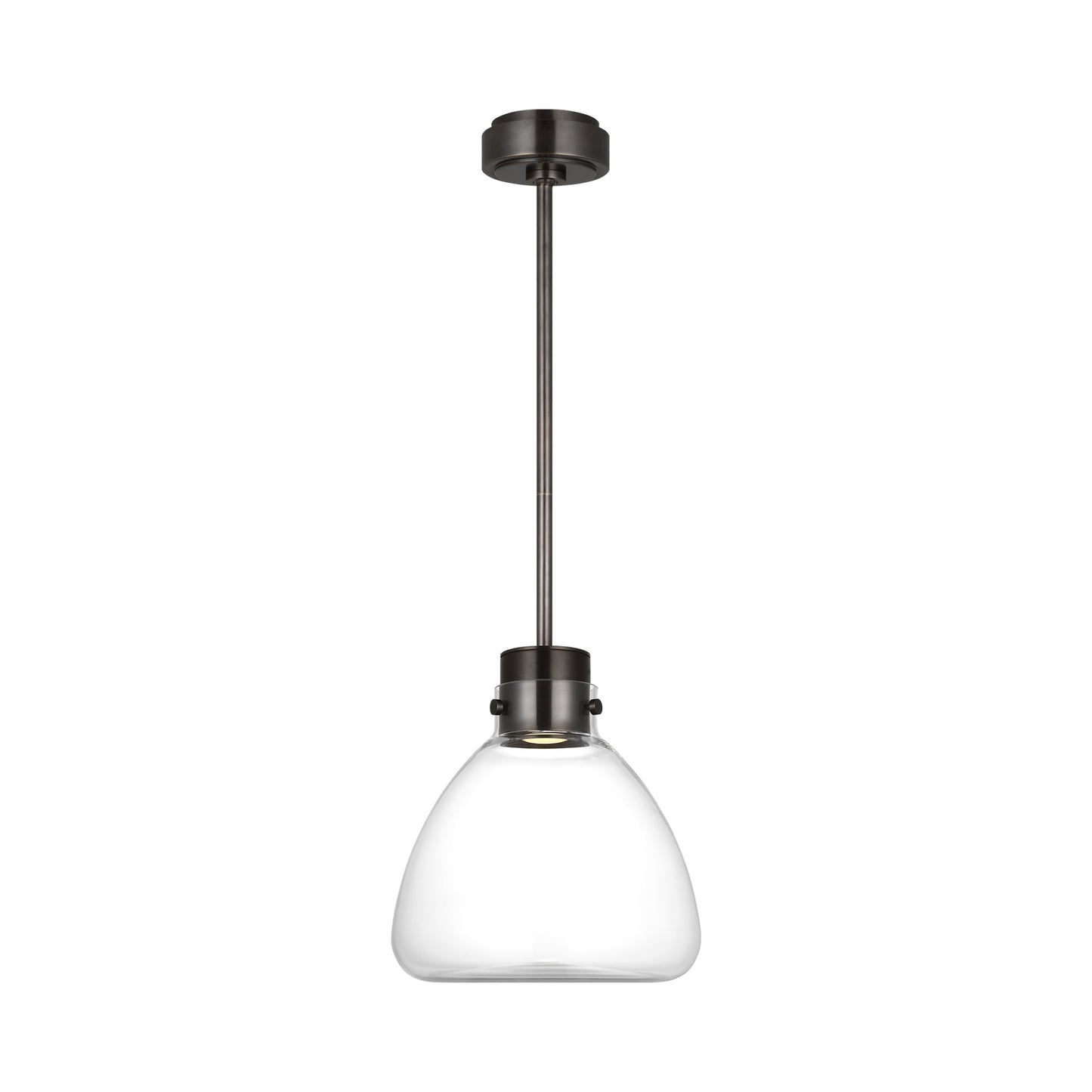 Morgan LED Pendant Light in Burnished Bronze (12-Inch/Clear Glass).