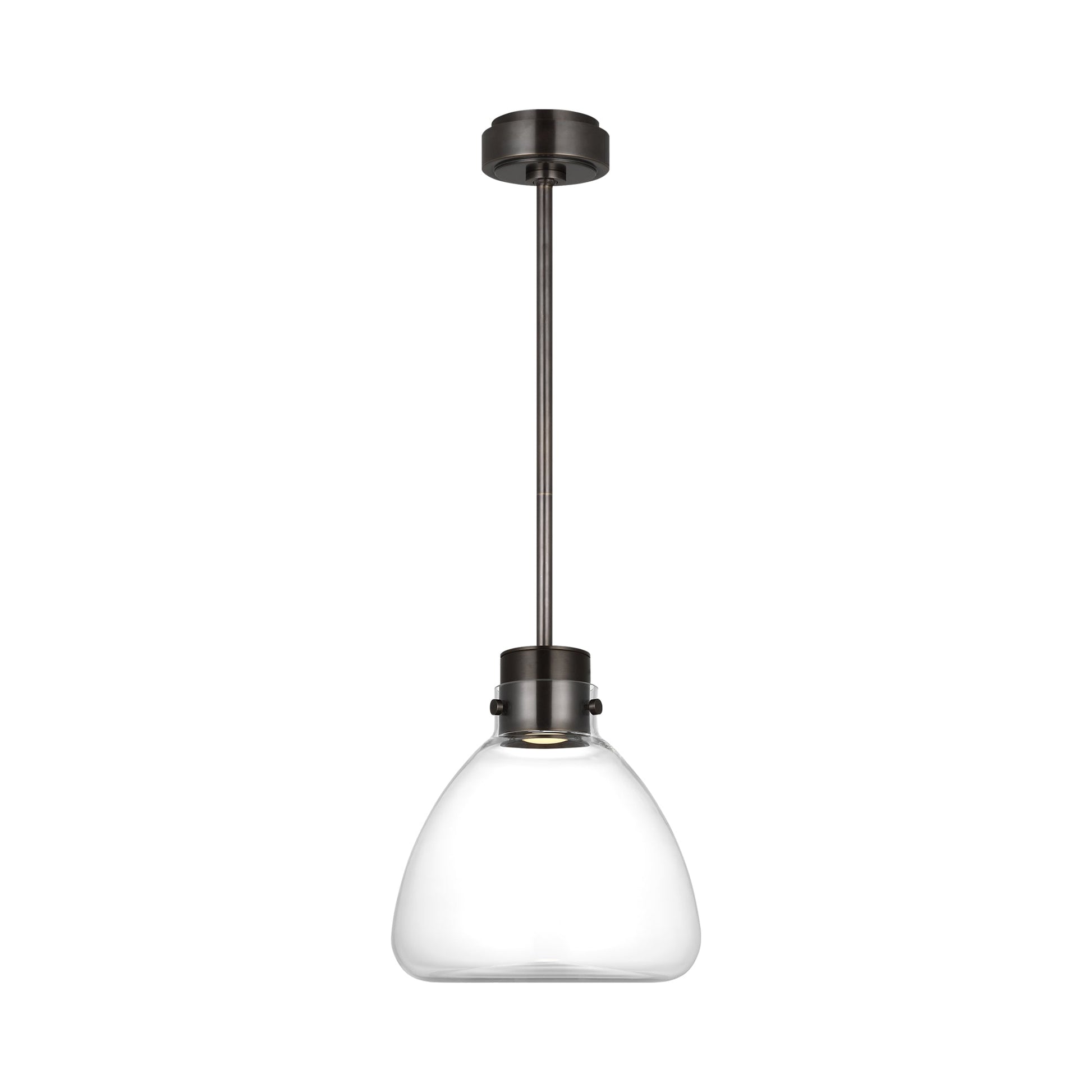 Morgan LED Pendant Light in Burnished Bronze (12-Inch/Clear Glass).