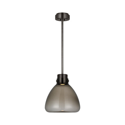 Morgan LED Pendant Light in Burnished Bronze (12-Inch/Smoke Glass).