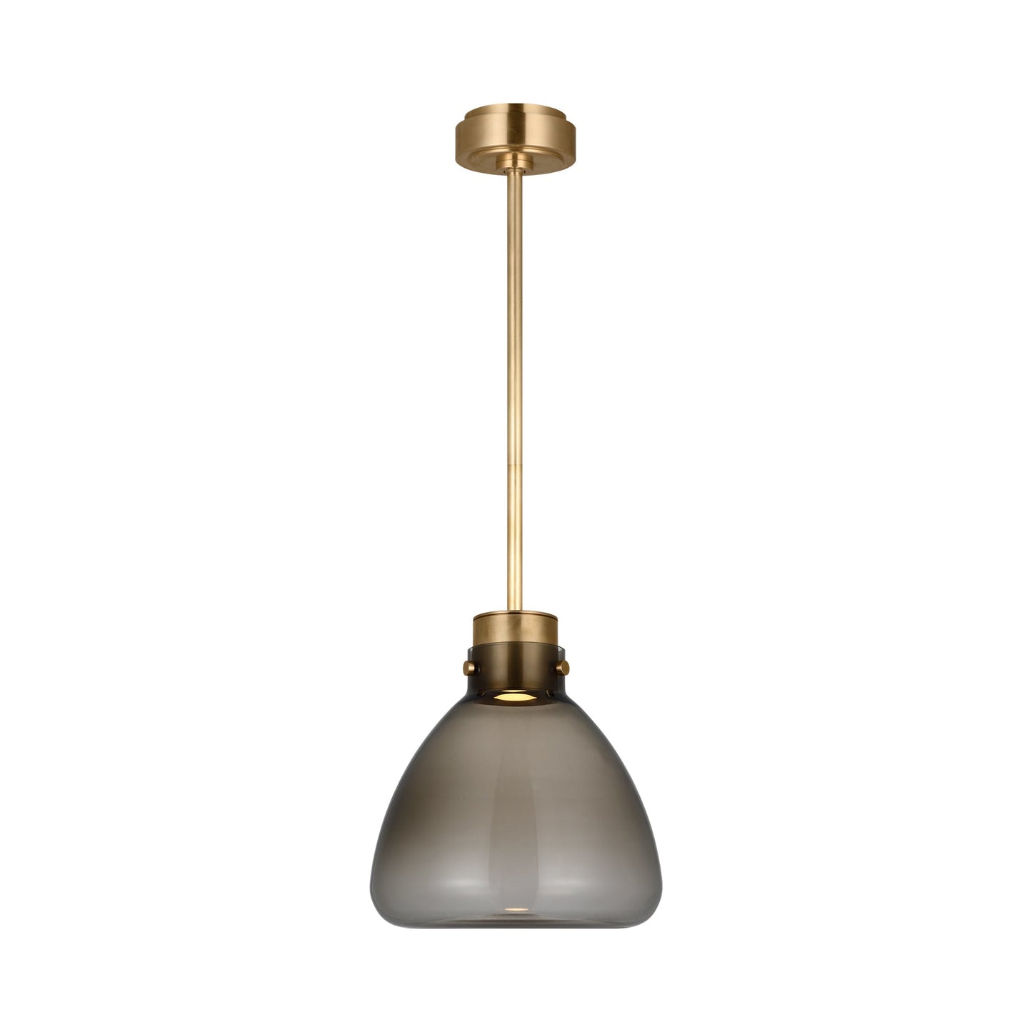 Morgan LED Pendant Light in Hand-Rubbed Antique Brass (12-Inch/Smoke Glass).