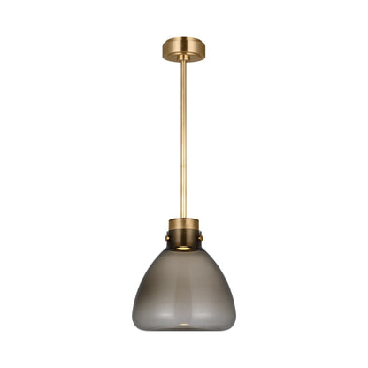 Morgan LED Pendant Light in Hand-Rubbed Antique Brass (12-Inch/Smoke Glass).