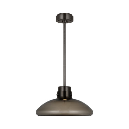 Morgan LED Pendant Light in Burnished Bronze (16-Inch/Smoke Glass).
