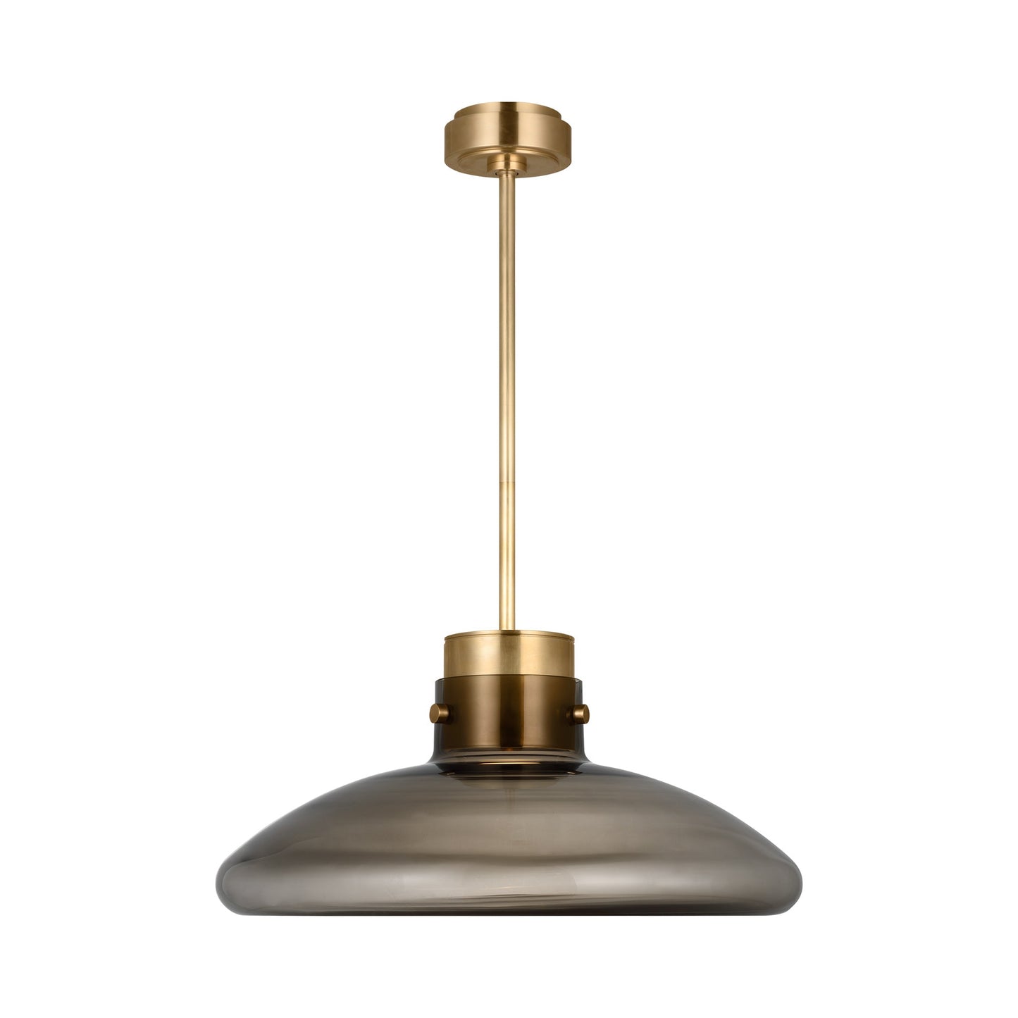 Morgan LED Pendant Light in Hand-Rubbed Antique Brass (22-Inch/Smoke Glass).