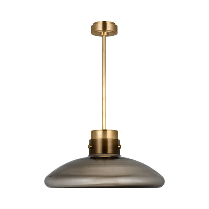 Morgan LED Pendant Light in Hand-Rubbed Antique Brass (22-Inch/Smoke Glass).
