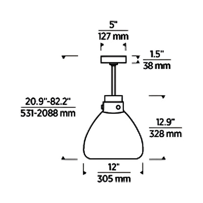 Morgan LED Pendant Light - line drawing.