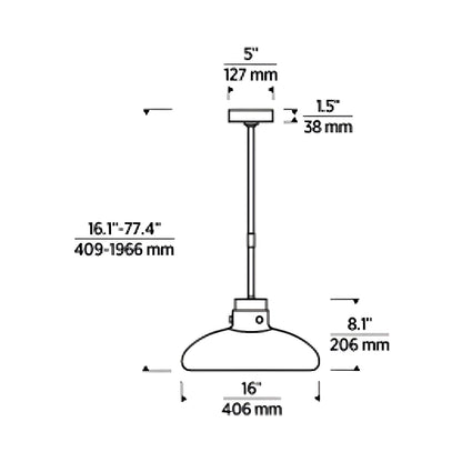 Morgan LED Pendant Light - line drawing.