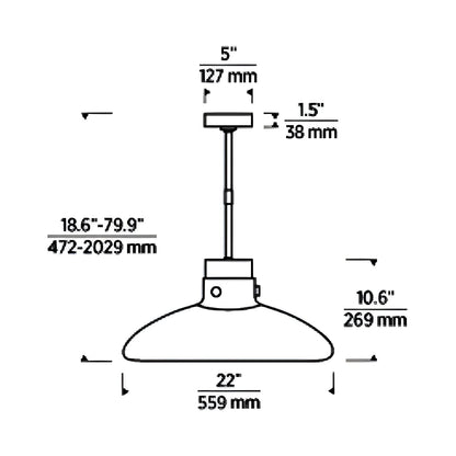 Morgan LED Pendant Light - line drawing.