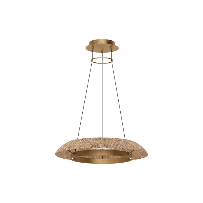 Noa LED Chandelier in Hand Rubbed Antique Brass/Natural (Small).