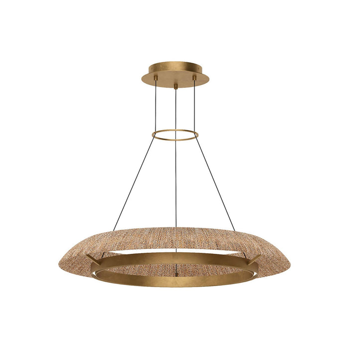 Noa LED Chandelier in Hand Rubbed Antique Brass/Natural (Medium).