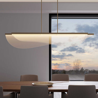 Nyra LED Linear Suspension Light in dining room.