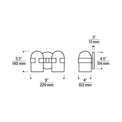 Octavia LED Wall Light - line drawing.