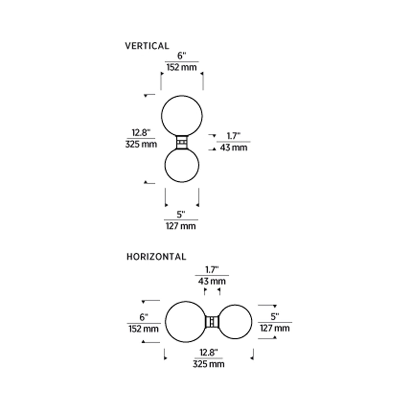 Orbs LED Wall Light - line drawing.