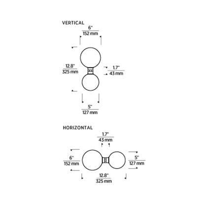 Orbs LED Wall Light - line drawing.